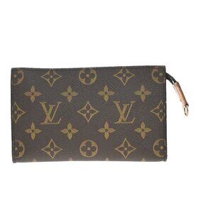 LOUIS VUITTON Logo BUCKET PM Pouch Bag Monogram Leather Brown France